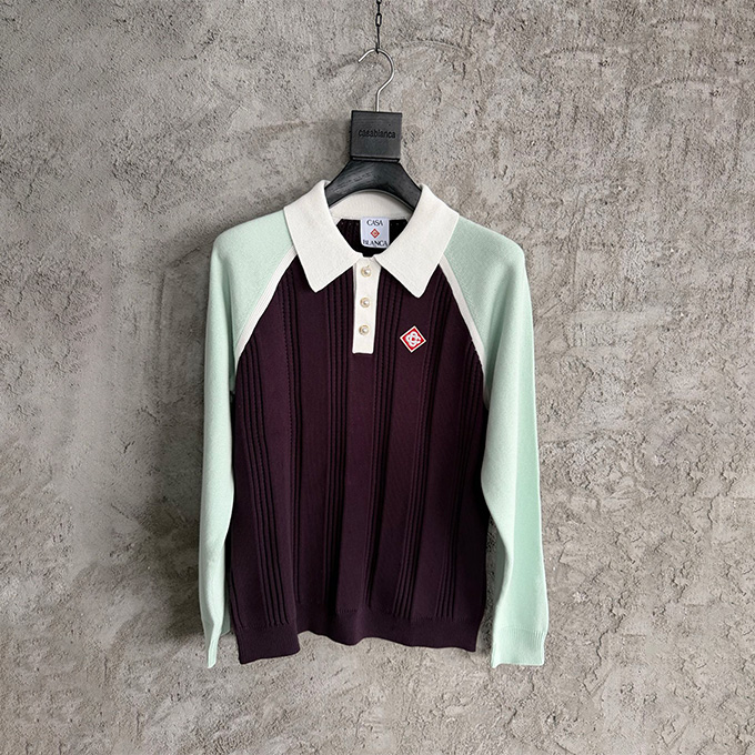 casablanca color-block knit polo shirt
